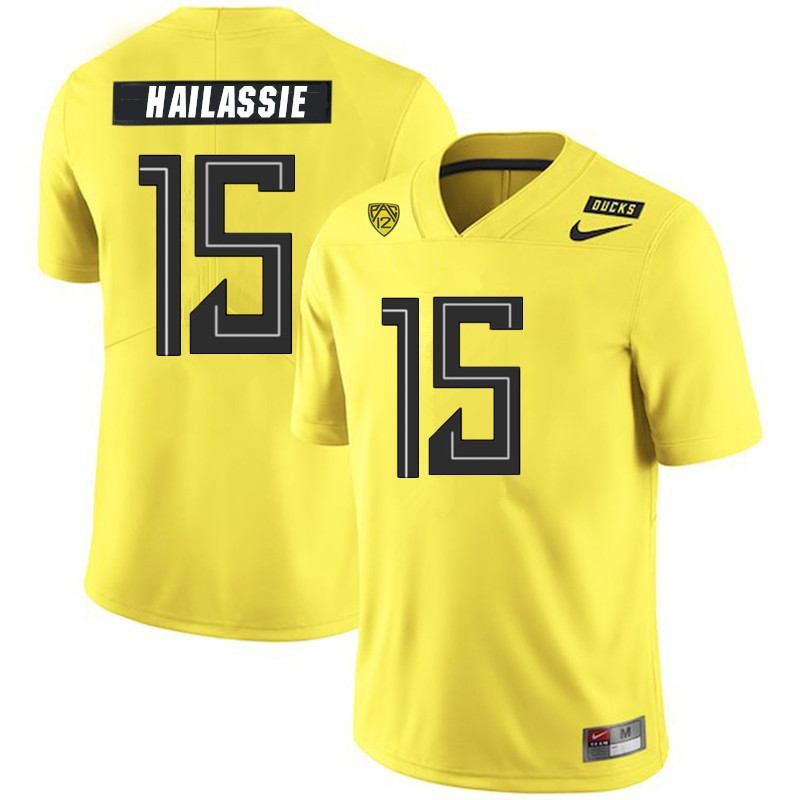 2019 Men #15 Kahlef Hailassie Oregon Ducks College Football Jerseys Sale-Yellow - Click Image to Close